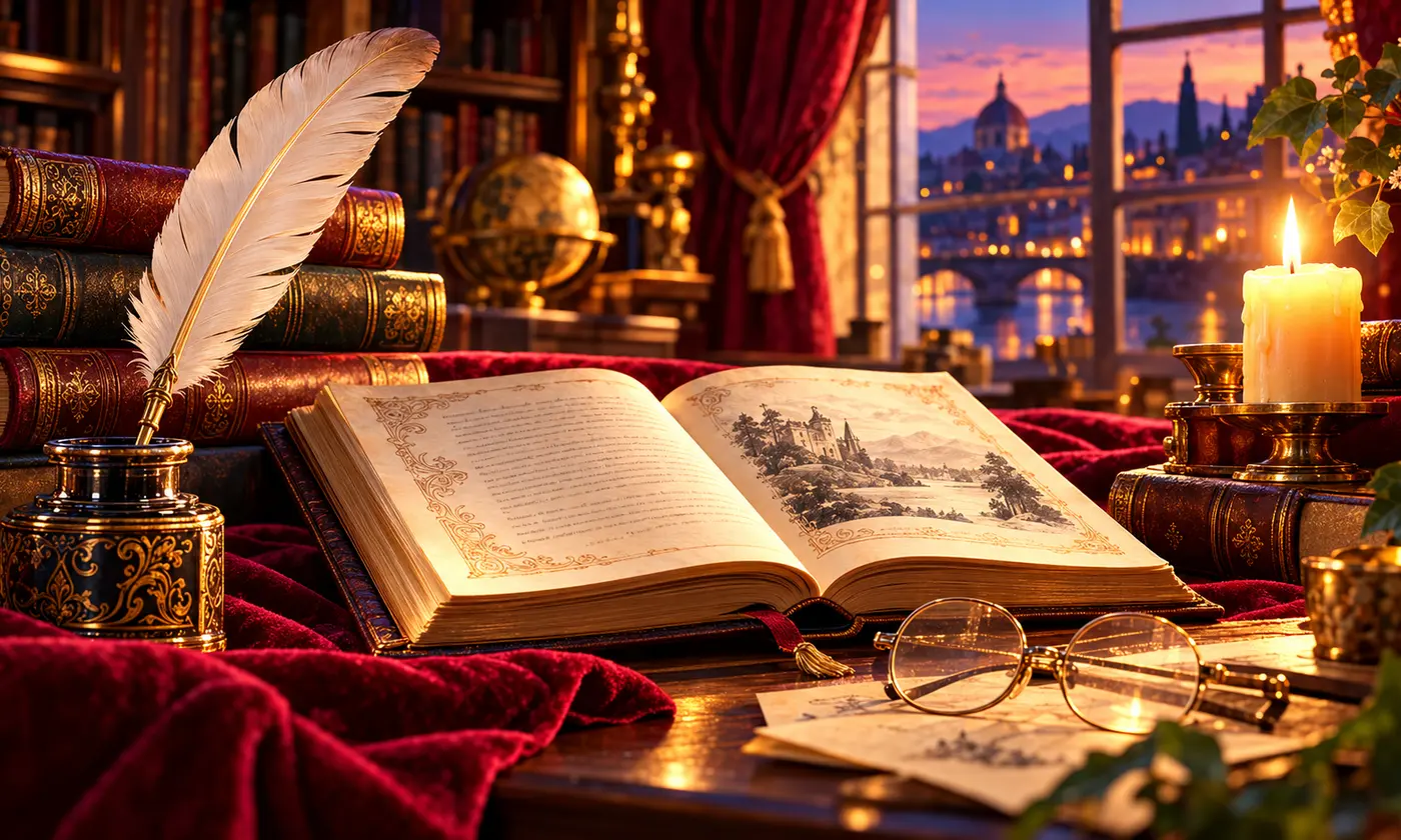 Открытая книга на письменном столе